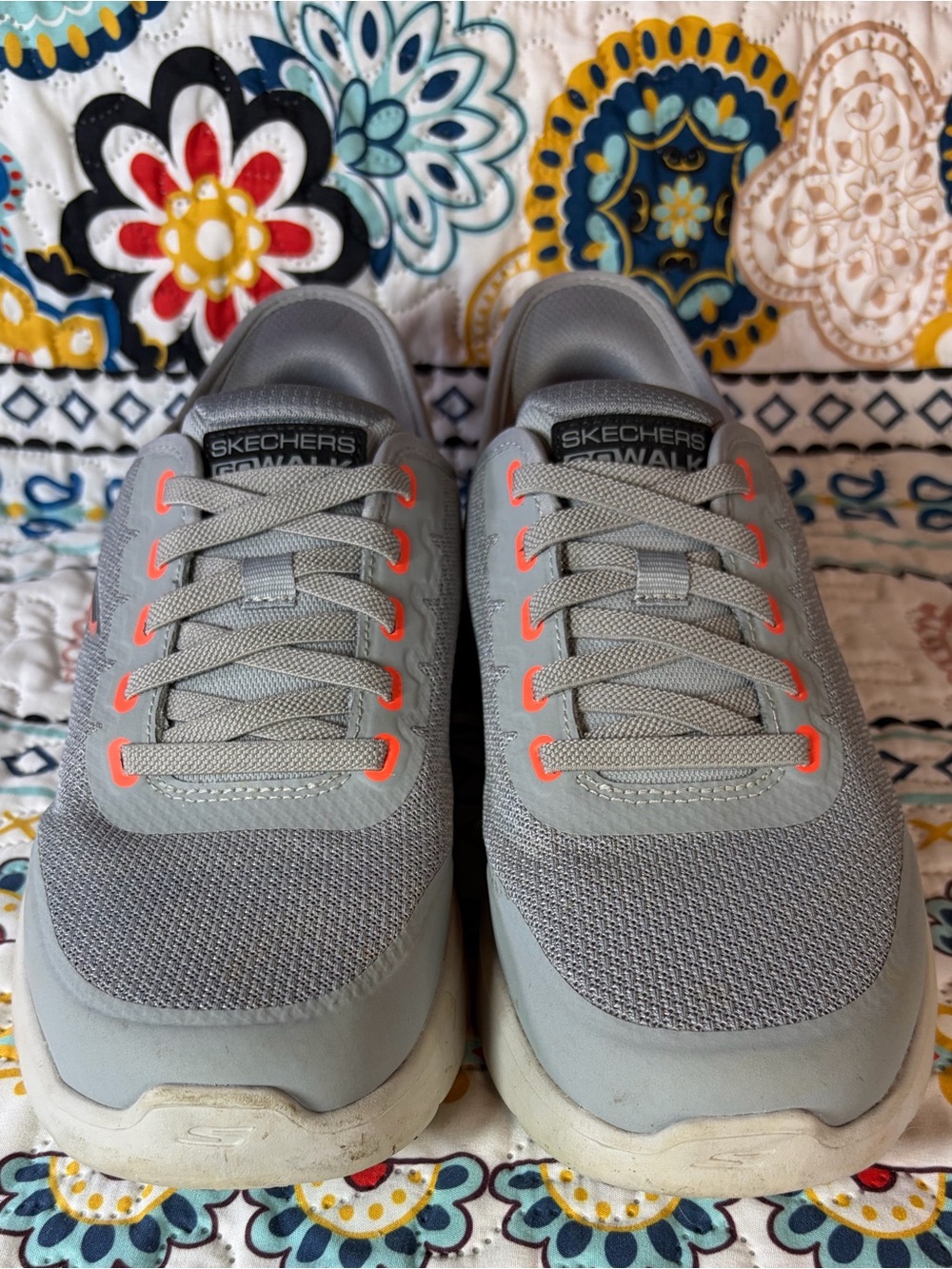 Skechers Gray Sneaker with Bright Orange Lining - Picture 2 of 8